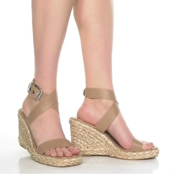 NIB Dolce Vita Women’s Aldona Black Leather Espadrille Wedge Buckle Strap - 7.5 - Picture 5 of 10